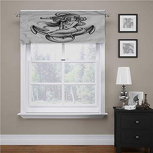 Adorise - Cortina de cenefa para ventana, diseño de sirena de pelo largo, cortas, pequeñas y elegantes, peso ligero pero muy textil, 150 x 45 cm