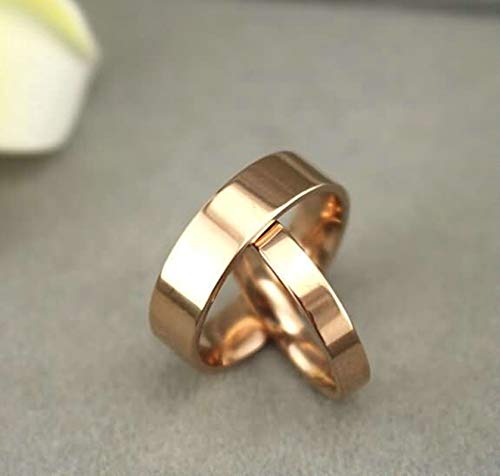 Aeici Anillo Compromiso Hombre Anillo de Boda Acero 4/6Mm Anillo de Oro Rosa Pulido Ajuste Cómodo Mujer 15 + Hombre 27