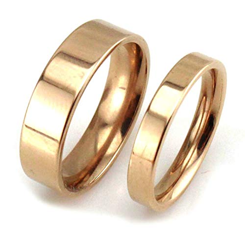 Aeici Anillo Compromiso Hombre Anillo de Boda Acero 4/6Mm Anillo de Oro Rosa Pulido Ajuste Cómodo Mujer 15 + Hombre 27