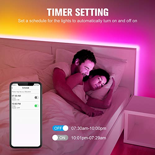 Aerb 10M WIFI Tira LED RGB, Luces LED Smart de 16 millones de colores, Sync con Música, Control de voz, Program Persanalizado, Compatibles con Alexa y Google Assitant, Echo, Para Decoración