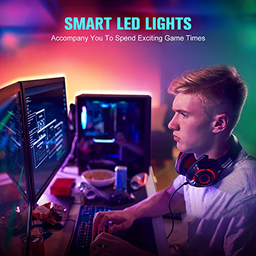Aerb 10M WIFI Tira LED RGB, Luces LED Smart de 16 millones de colores, Sync con Música, Control de voz, Program Persanalizado, Compatibles con Alexa y Google Assitant, Echo, Para Decoración