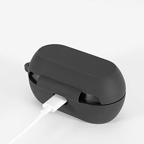 Aerku Funda Silicona Compatible con Audífonos Technics EAH-AZ70WE-S - Auriculares inalámbricos - Soporta Carga inalámbrica, Extra Protección Mosquetón - Negro