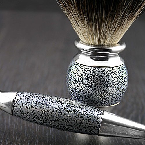 Afeitado Set Regalo con Gillette Mach 3 Montaje A Mano cuchilla , Negro Brocha De Tejón y el soporte, para (Nuevo Principiante) Gran Padre) Padre) Marido) o (Enamorado)