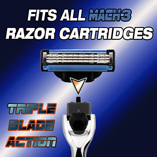 Afeitado Set Regalo con Gillette Mach 3 Montaje A Mano cuchilla , Negro Brocha De Tejón y el soporte, para (Nuevo Principiante) Gran Padre) Padre) Marido) o (Enamorado)