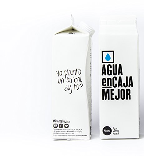Agua enCaja Mejor Caja de 24 unidades de 500ml - Agua Mineral Natural de calidad Premium. Envase de cartón 94% origen Vegetal. 100% Reciclable