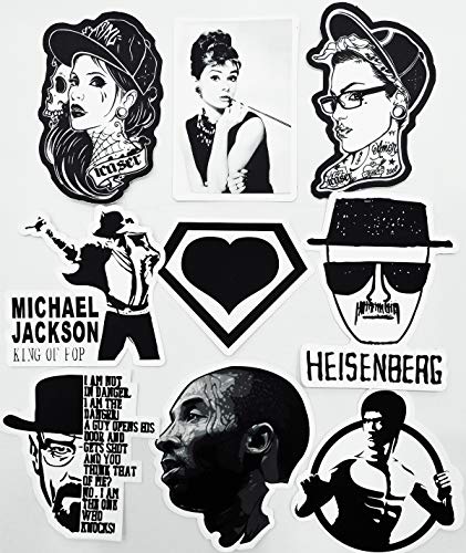AhaSky Pegatinas-100pcs, Blanco & Negro Mejor Vinilo de Las Etiquetas engomadas Pack - para Laptop Tabla De Snowboard Equipaje Maleta Coche de la Bici Pegatina …