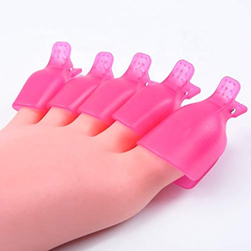 Aibada 20 piezas de u?as de acr¨ªlico para u?as Nail Art Soak Off Clip Cap UV Gel Polish Remover Wrap Nail Tool, rose Red