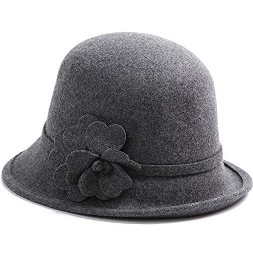 Aibccr Sombrero Mujer otoño Estilo Occidental Top Hat Pescador Cuenca Sombrero Mujer británico Retro-Gris-Todo tamaño Ajustable