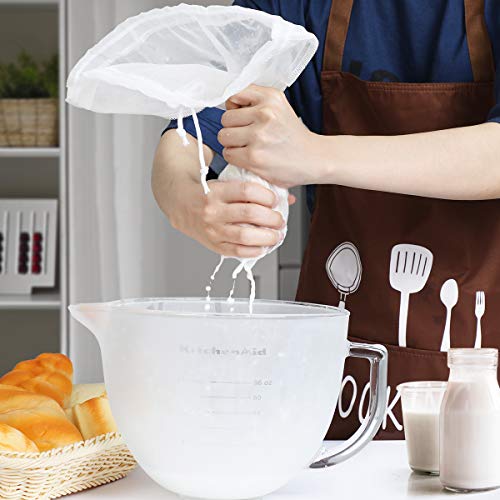 AIEVE Bolsa De Leche De Nuez,3 Piezas Bolsa De Nuez Colador Tuerca Paño De Leche Bolsa De Leche De Almendra De Nylon Bolsa De Tamiz De Tela Set para Leche De Nuez Jugo De Fruta Yogurt Queso (31x30cm)