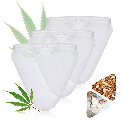 AIEVE Bolsa De Leche De Nuez,3 Piezas Bolsa De Nuez Colador Tuerca Paño De Leche Bolsa De Leche De Almendra De Nylon Bolsa De Tamiz De Tela Set para Leche De Nuez Jugo De Fruta Yogurt Queso (31x30cm)