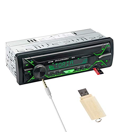 Aigoss Radio Coche Autoradio Bluetooth 1 DIN 60W x 4 FM Estéreo de Manos Libres Llamadas, Apoyo de Reproductor MP3 Luces de 5 Colores, Archivo y Control Remoto Inalámbrico