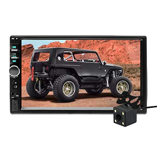 Aigoss Radio Coche Bluetooth para 2 DIN Reproductor MP5 de 7" Pantalla Tactil Autoradio Estéreo Manos Libres Radio con Cámara de Visión Trasera, Bluetooth/FM/USB/AUX/TF/Mirror Link