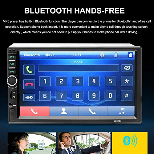 Aigoss Radio Coche Bluetooth para 2 DIN Reproductor MP5 de 7" Pantalla Tactil Autoradio Estéreo Manos Libres Radio con Cámara de Visión Trasera, Bluetooth/FM/USB/AUX/TF/Mirror Link