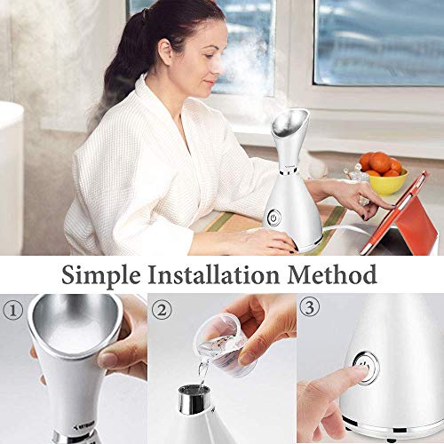 AIJOAIM Vapor Facial, Vaporizador Facial Nano Iónico Actualizado Sauna Facial con Rociador Humectante de Niebla Caliente Poros limpiadores Hidratantes - Blanco