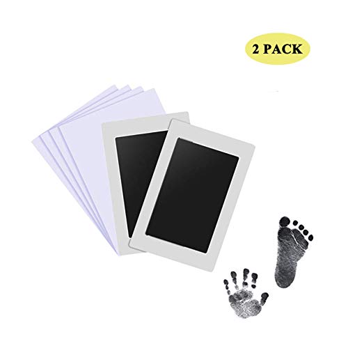 Aikvigss Baby Inkless Pad para menos de 6 meses huellas de bebé Hand prints and Fingerprints Kit con 4 tarjetas de impresión extra Perfect Keep Baby Memory (negro)