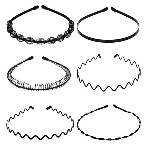 AIM Cloudbed - 6 unidades de diademas de muelle onduladas de distintos estilos, unisex, flexible, accesorios para mujeres y hombres