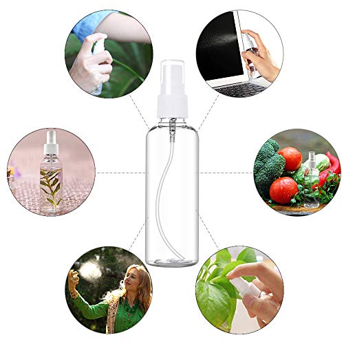 aiMaKE 8 PCS* 100ml Botella de Spray Fino, Botella de Viaje Transparente Recargable, Botella de Aerosol Vacío Plástico para Vacaciones, Viajes de Negocios, Maquillaje, Limpieza, Perfume