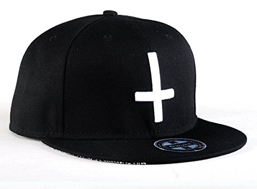Aivtalk - Hip Hop Negro Sombrero Gorra de Béisbol con Bordado de Cruz Snapback Ajustable Moda para Hombre Mujer