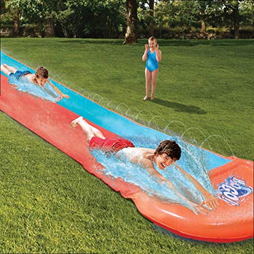 AJH Tobogán acuático Inflable 20 pies Piscina de Doble Corredor Parque de Verano para niños Jugar en el Patio Trasero Diversión Salpicaduras al Aire Libre Slip N Slide Wave Rider