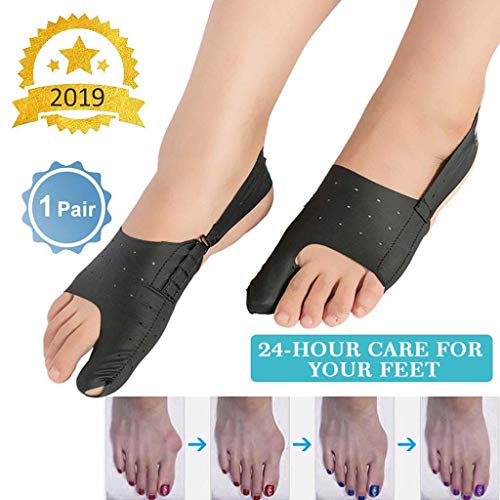 Ajustable Elástico Férulas para Juanetes 24h Día y Noche Protector Manga Correctores de Dedo del pie Calcetines Corrector de juanete para Hallux Valgus Físico Tratamiento 1 par,L