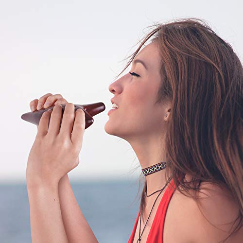 AKLOT 12 Agujeros Ocarina Alto C Ocarinas de cerámica cocida con paja ahumada con Bolsa protectora Folleto de la canción de inicio