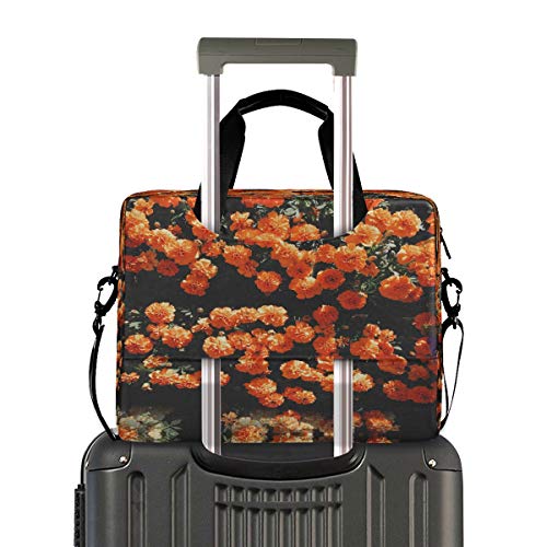 ALARGE - Funda para portátil de 15 a 16 pulgadas, diseño de flores de caléndula floral de 15 a 16 pulgadas, con asa de correa, para mujeres y hombres