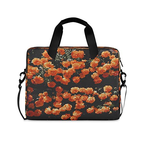 ALARGE - Funda para portátil de 15 a 16 pulgadas, diseño de flores de caléndula floral de 15 a 16 pulgadas, con asa de correa, para mujeres y hombres