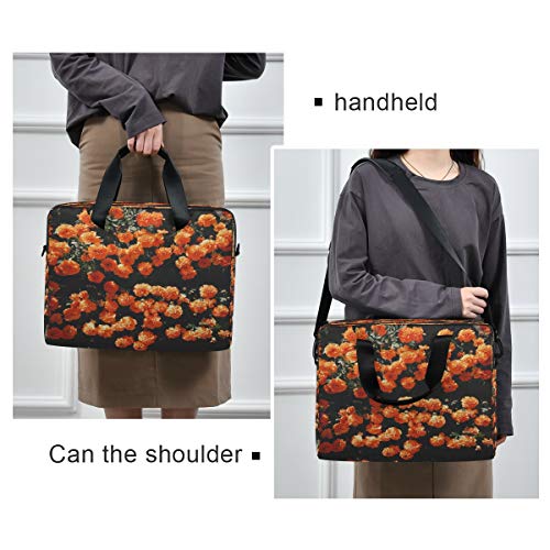 ALARGE - Funda para portátil de 15 a 16 pulgadas, diseño de flores de caléndula floral de 15 a 16 pulgadas, con asa de correa, para mujeres y hombres