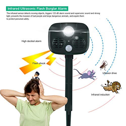 Alarma Solar, Alarma portátil contra Intrusos al Aire Libre de 120dB / Repelente de Animales/Antirrobo para Acampar en Exteriores móviles: para Ladrones, Ardillas, etc.