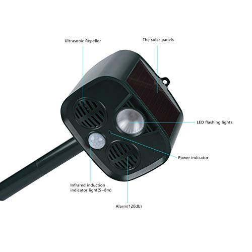Alarma Solar, Alarma portátil contra Intrusos al Aire Libre de 120dB / Repelente de Animales/Antirrobo para Acampar en Exteriores móviles: para Ladrones, Ardillas, etc.