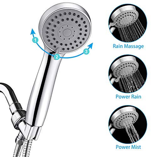 Alcachofa de ducha, HOWEIN Mano la Cabeza de Ducha 3 Modos Ahorro de Agua Mango de Ducha Cabezal de Ducha de Masaje Universal Extraíble de Cromo Ducha