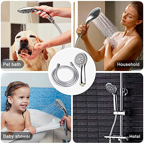 Alcachofa de Ducha, phixilin Mano la Cabeza de Ducha 5 Modos de Chorro de Agua Universal Cabezal de Ducha con el Tubo Flexible 2M de Acero Inoxidable