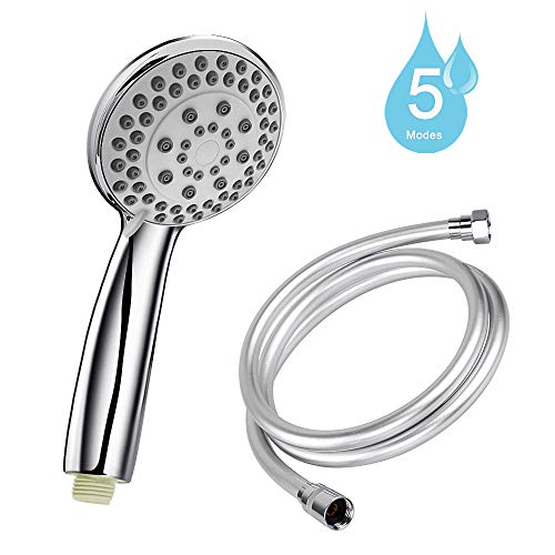 Alcachofa de Ducha, phixilin Mano la Cabeza de Ducha 5 Modos de Chorro de Agua Universal Cabezal de Ducha con el Tubo Flexible 2M de Acero Inoxidable