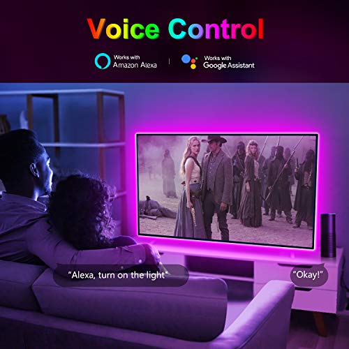 Alexa Tira Led USB para TV 5V, Etersky Luces de Led Wifi 220V Control de App y Voz Compatible con Alexa y Google Home, 16 Colores Brillo Ajustable Led Rgb Wifi con Modo Música y Temporizaor, 2M