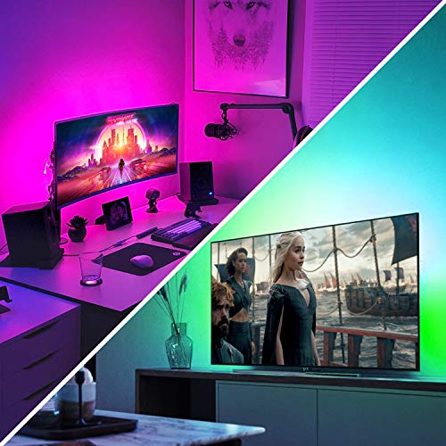 Alexa Tira Led USB para TV 5V, Etersky Luces de Led Wifi 220V Control de App y Voz Compatible con Alexa y Google Home, 16 Colores Brillo Ajustable Led Rgb Wifi con Modo Música y Temporizaor, 2M
