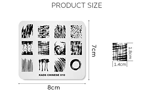 Alexnailart Placa de Estampación de Uñas Estilo chino Tema Imagen Plantillas de Diseño Salpicaduras de tinta Patrón de Graffiti Manicura Impresión DIY Nail Art Herramientas
