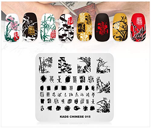 Alexnailart placa de estampado para uñas Estilo chino plantillas de transferir de Imagen impresión de esmalte de uñas Herramienta de diseño de manicura