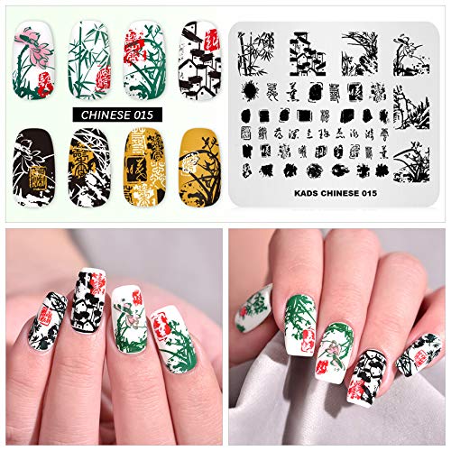 Alexnailart placa de estampado para uñas Estilo chino plantillas de transferir de Imagen impresión de esmalte de uñas Herramienta de diseño de manicura