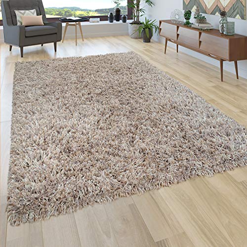 Alfombra Salón Beige Pelo Largo Shaggy Hilo Multicolor Suave Mullida Robusta, tamaño:120x170 cm
