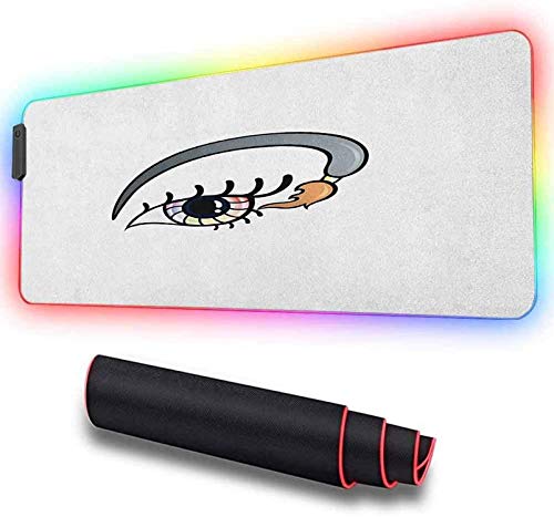 Alfombrilla de ratón para juegos, diseño artístico de maquillaje con color suave LED extendida, base de goma antideslizante con teclado de computadora impermeable 800x300x30mm