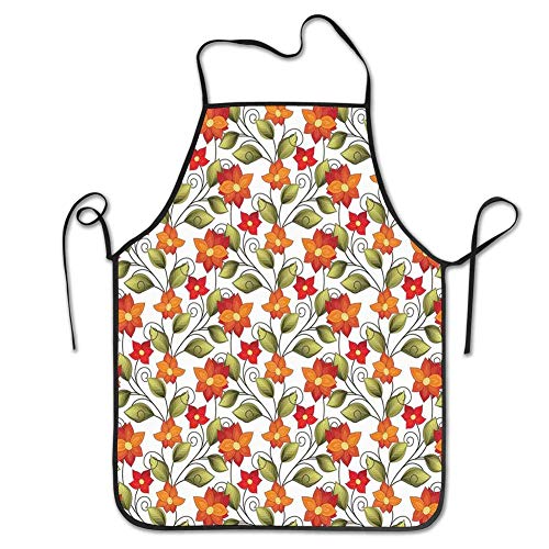 alice-shop Delantales, Lily Blooms Nature Herbs Estilo Doodle Diseño de Flores y follaje