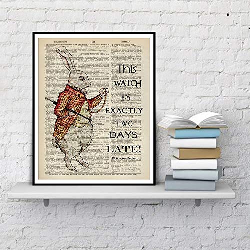 Alicia en el país de las maravillas Este reloj lleva exactamente dos días de retraso en el póster del arte Carteles e impresiones Arte de la pared Pintura de la lona 60X90CM SIN marco