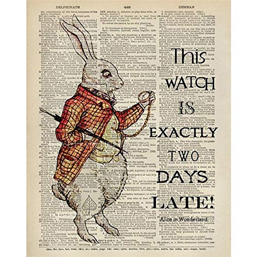 Alicia en el país de las maravillas Este reloj lleva exactamente dos días de retraso en el póster del arte Carteles e impresiones Arte de la pared Pintura de la lona 60X90CM SIN marco