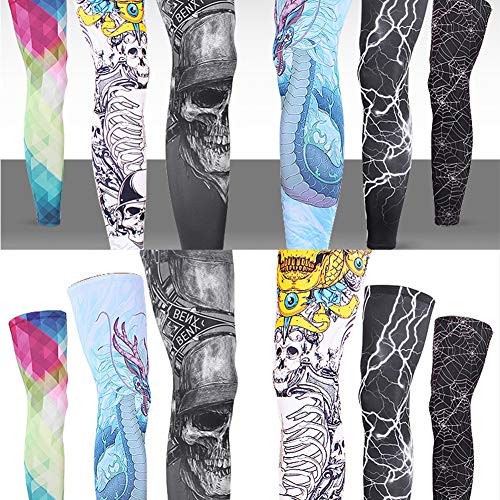 Alimagic Deportes Ropa Ciclismo Perneras Térmicas Calentadores de Las piernas Medias de Invierno,con el patrón de Esqueleto，Conjuntos de piernas de protección Solar de Baloncesto|L