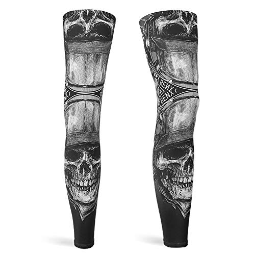 Alimagic Deportes Ropa Ciclismo Perneras Térmicas Calentadores de Las piernas Medias de Invierno,con el patrón de Esqueleto，Conjuntos de piernas de protección Solar de Baloncesto|L