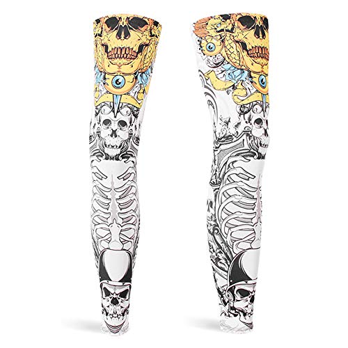 Alimagic Deportes Ropa Ciclismo Perneras Térmicas Calentadores de Las piernas Medias de Invierno,con el patrón de Esqueleto，Conjuntos de piernas de protección Solar de Baloncesto(L)