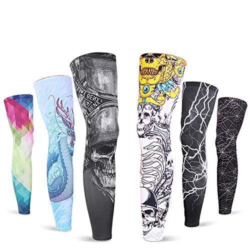 Alimagic Deportes Ropa Ciclismo Perneras Térmicas Calentadores de Las piernas Medias de Invierno,con patrón de Cristal de Hielo，Conjuntos de piernas de protección Solar de Baloncesto|L