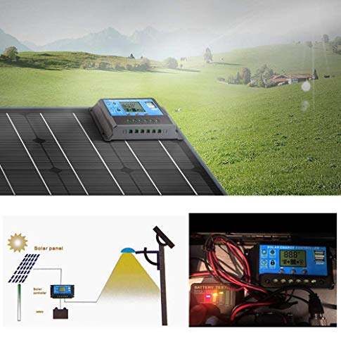 ALLPOWERS 12V-24V Controlador Carga Inteligente Panel Solar 20A Parte USB, Pantalla LED