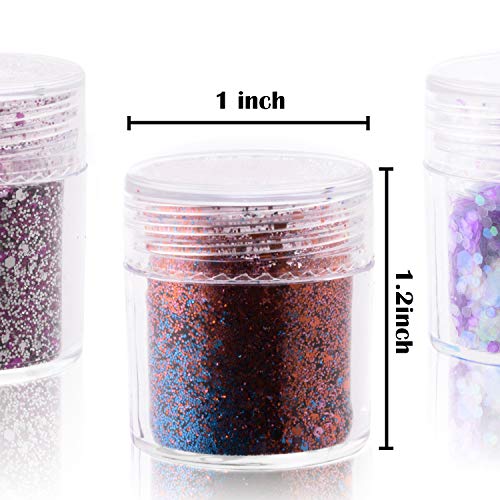 Allwon Body Glitter Festival de cosméticos Chunky Glitter Lentejuelas Escamas iridiscentes Destellos para el Arte de uñas de Cara, Cuerpo y Cabello, 12 Colores