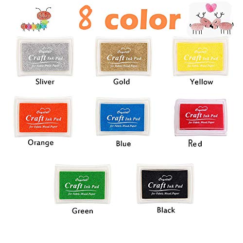 Almohadillas de sello de tinta, Almohadillas de tinta de color de dedo no tóxicas Tarjeta de bricolaje para sellos de goma, Papel, Scrapbooking, paño, Regalo para niños (8 colores)